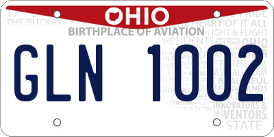 OH license plate GLN1002