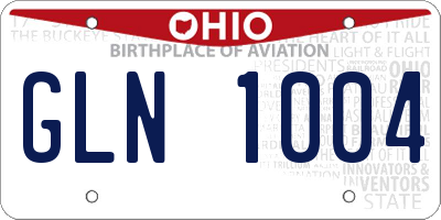 OH license plate GLN1004