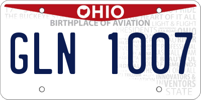 OH license plate GLN1007