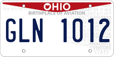 OH license plate GLN1012