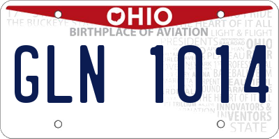 OH license plate GLN1014