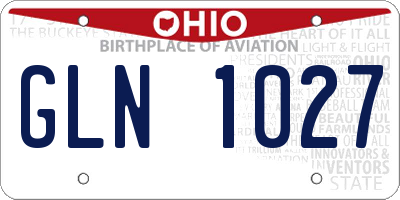OH license plate GLN1027