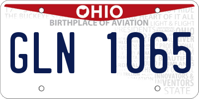 OH license plate GLN1065