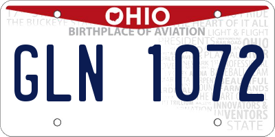 OH license plate GLN1072