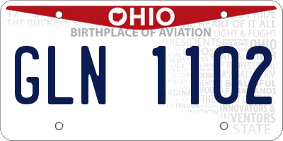 OH license plate GLN1102