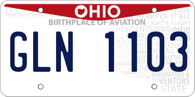 OH license plate GLN1103