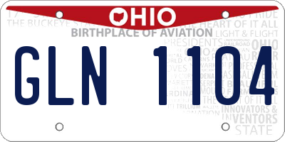 OH license plate GLN1104