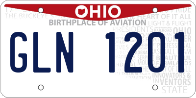 OH license plate GLN1201