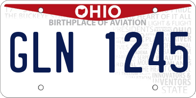 OH license plate GLN1245