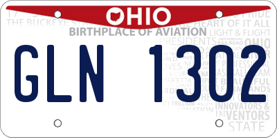OH license plate GLN1302