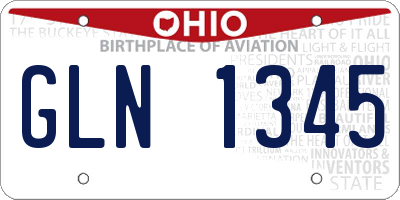 OH license plate GLN1345