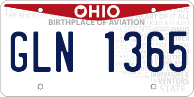 OH license plate GLN1365
