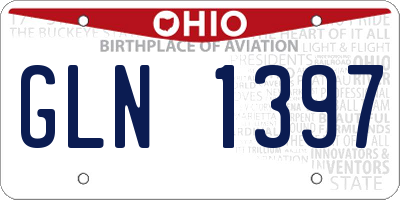 OH license plate GLN1397