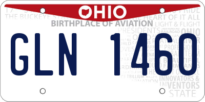 OH license plate GLN1460