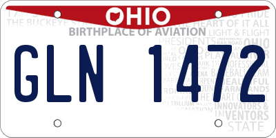 OH license plate GLN1472