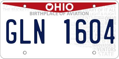 OH license plate GLN1604