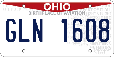 OH license plate GLN1608