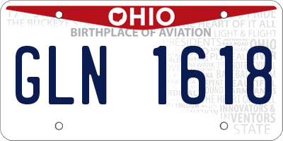 OH license plate GLN1618