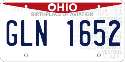OH license plate GLN1652