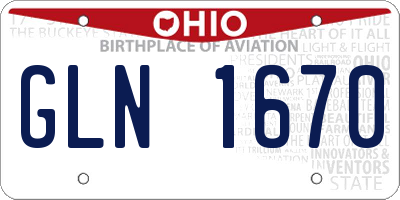 OH license plate GLN1670