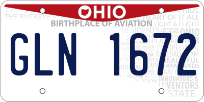 OH license plate GLN1672