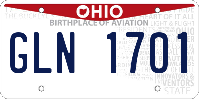 OH license plate GLN1701