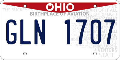 OH license plate GLN1707