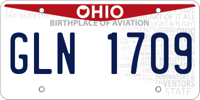 OH license plate GLN1709