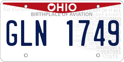 OH license plate GLN1749