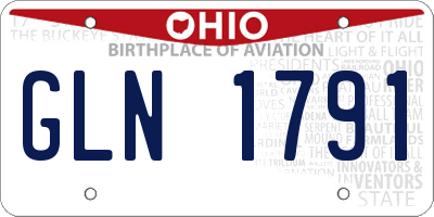 OH license plate GLN1791