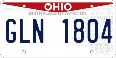 OH license plate GLN1804