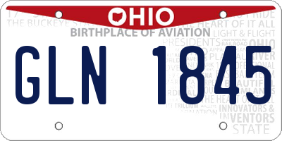 OH license plate GLN1845