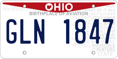 OH license plate GLN1847