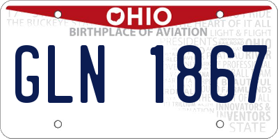 OH license plate GLN1867