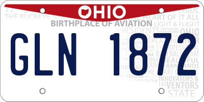 OH license plate GLN1872