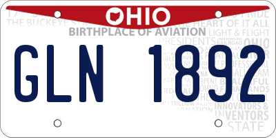 OH license plate GLN1892