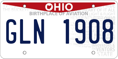 OH license plate GLN1908