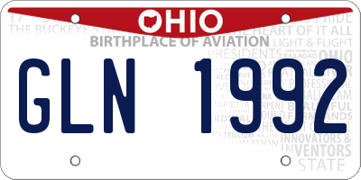 OH license plate GLN1992