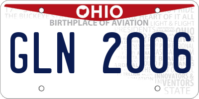 OH license plate GLN2006
