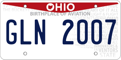 OH license plate GLN2007