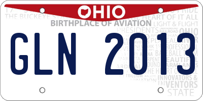 OH license plate GLN2013