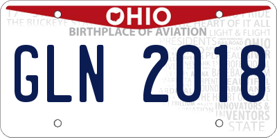 OH license plate GLN2018