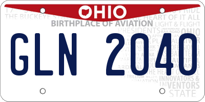 OH license plate GLN2040