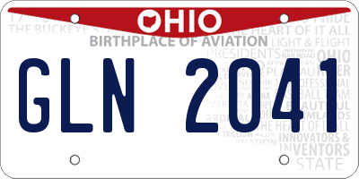 OH license plate GLN2041