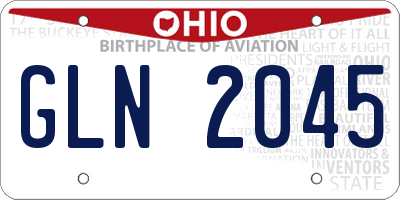 OH license plate GLN2045