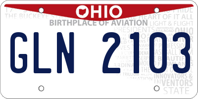 OH license plate GLN2103