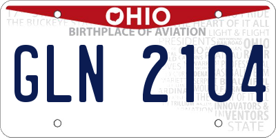 OH license plate GLN2104
