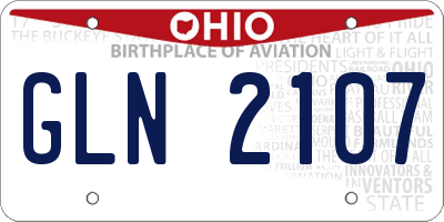 OH license plate GLN2107