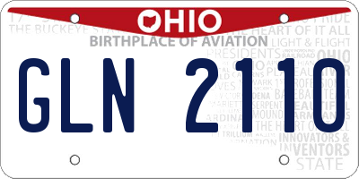 OH license plate GLN2110