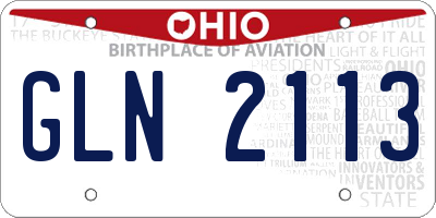 OH license plate GLN2113